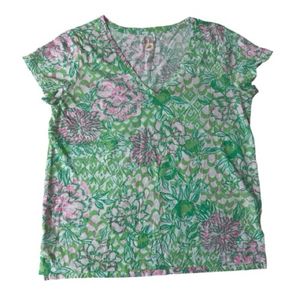 Lilly Pulitzer Pink & Green Floral Top – Women’s